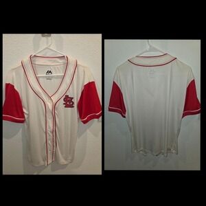 Majestic St Louis Cardinals Womens Baseball Jersey White Red Large MLB Shirt